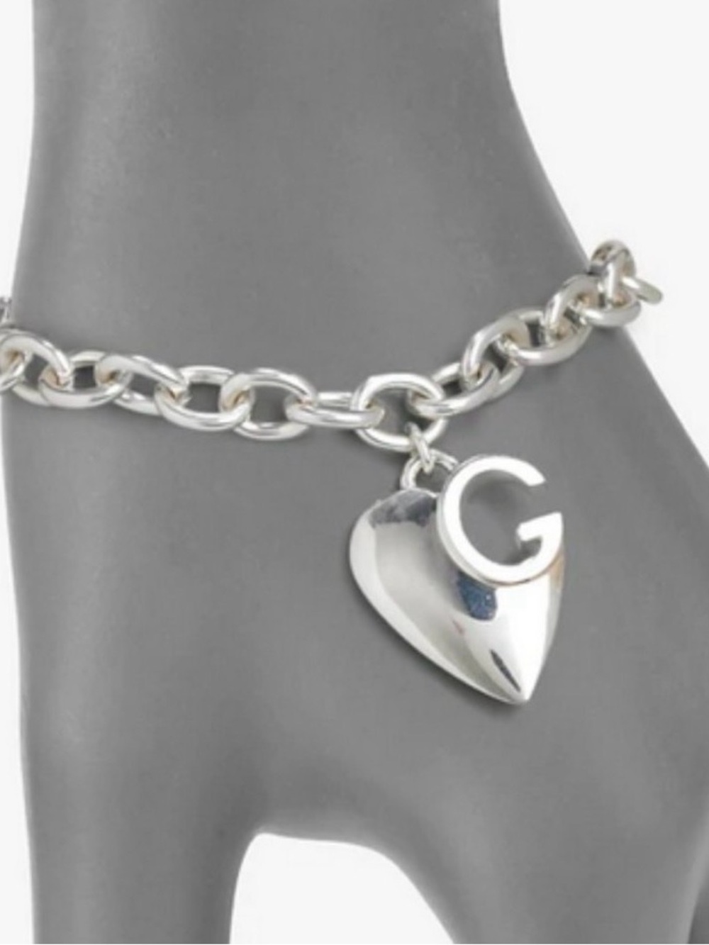 Gucci Sterling Silver Heart Charm Bracelet - Picture 7 of 7